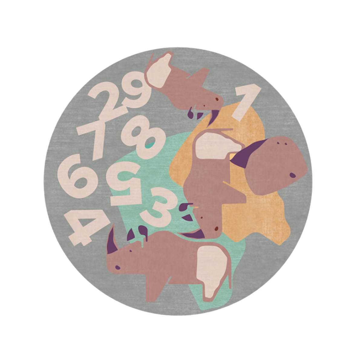 The Rhino's Troupe Round Rug