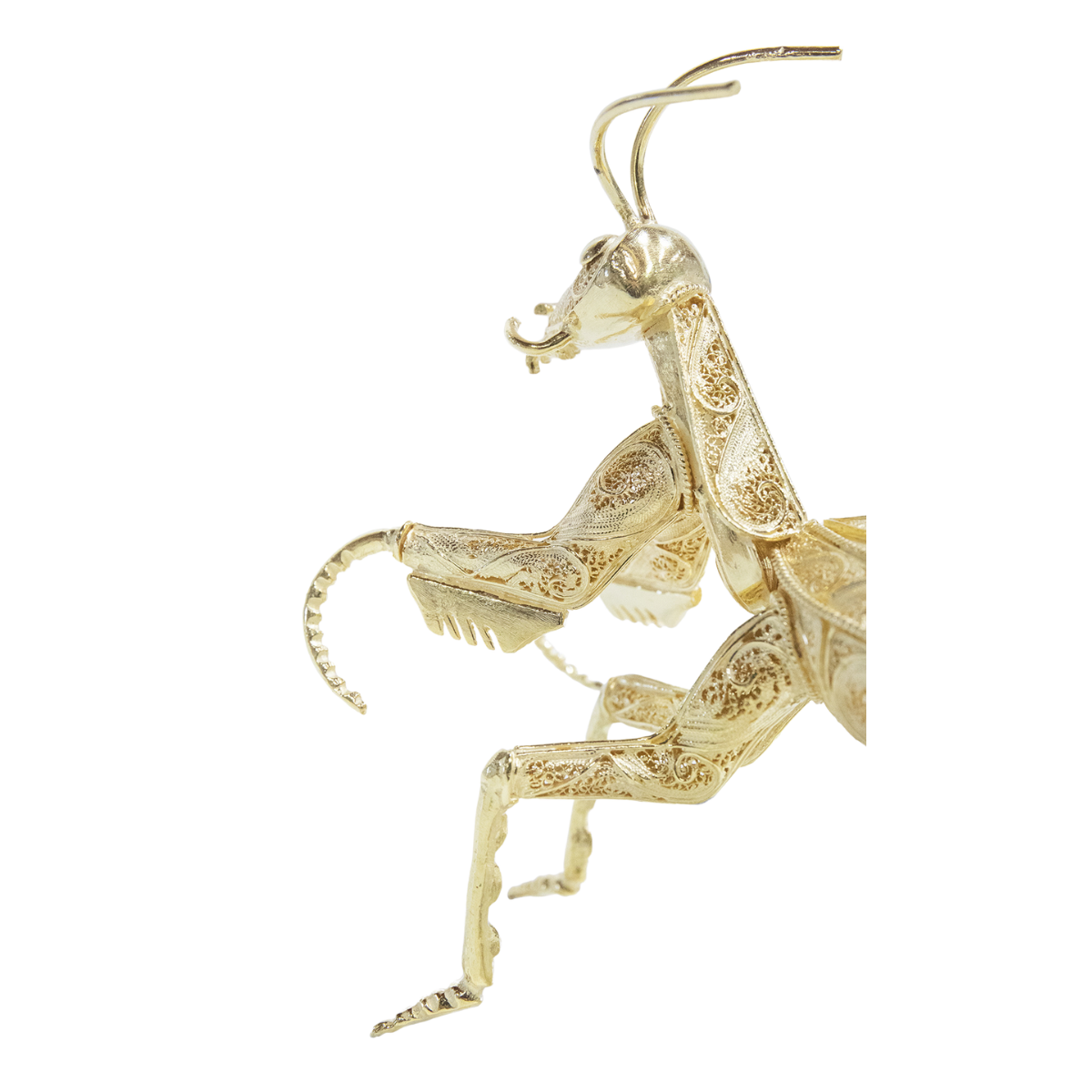 Filigree Praying Mantis Gold Decor