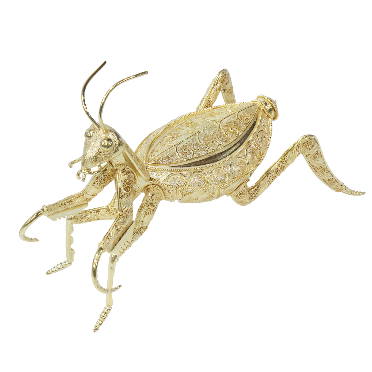 Filigree Praying Mantis Gold Decor