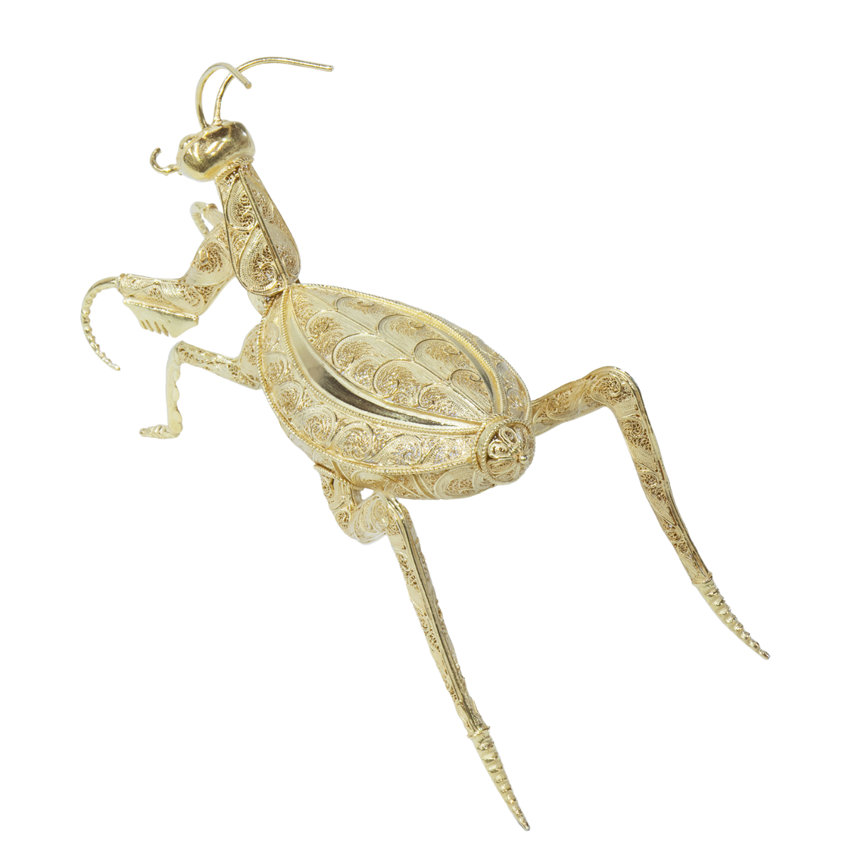 Filigree Praying Mantis Gold Decor