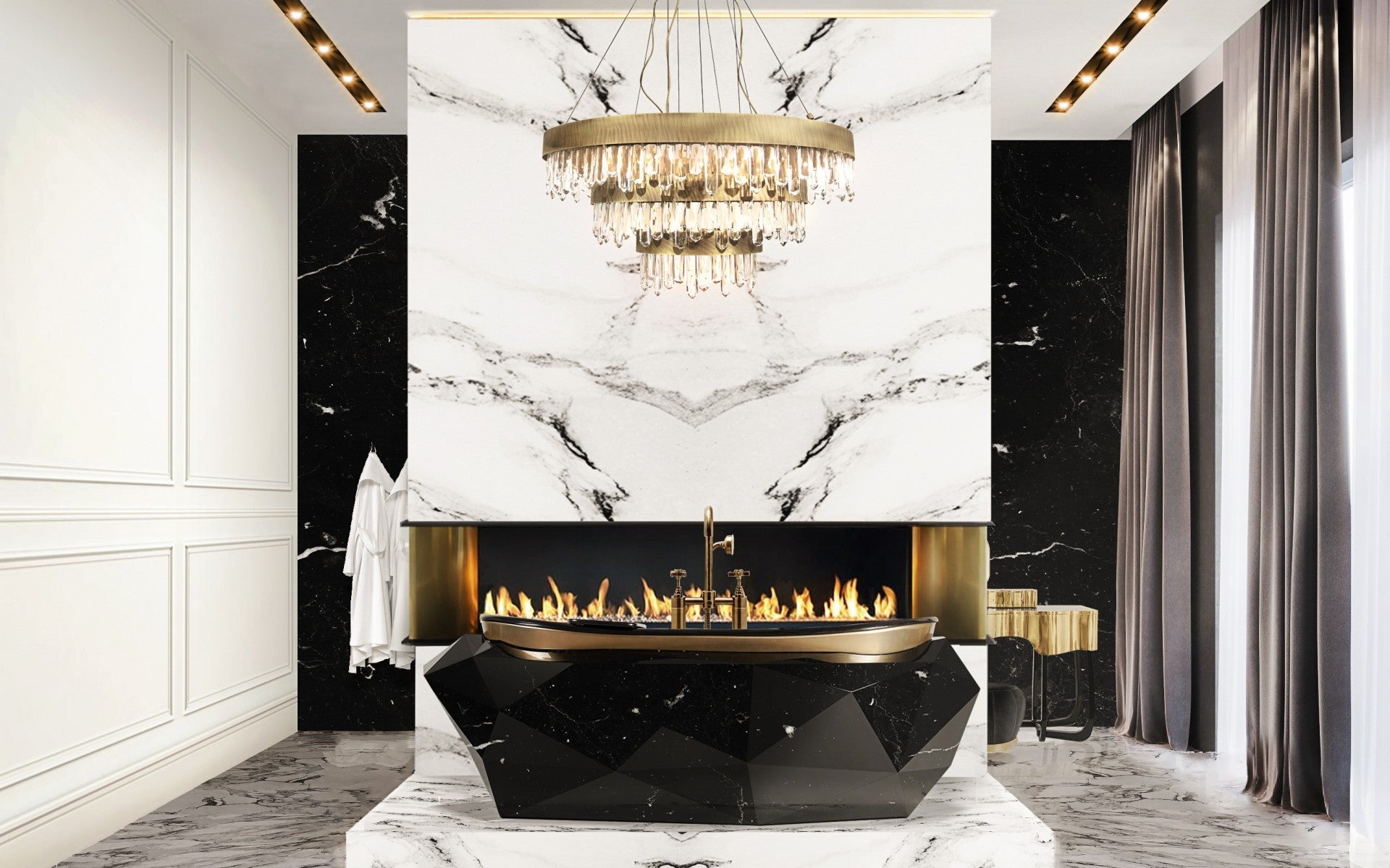 Diamond Faux Marble Bathtub