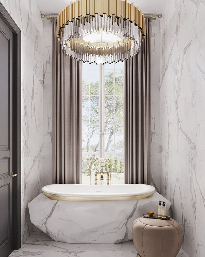 Diamond White Marble Bathtub
