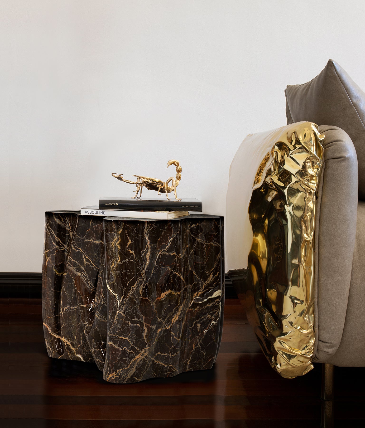 Monochrome Faux-Marble Side Table
