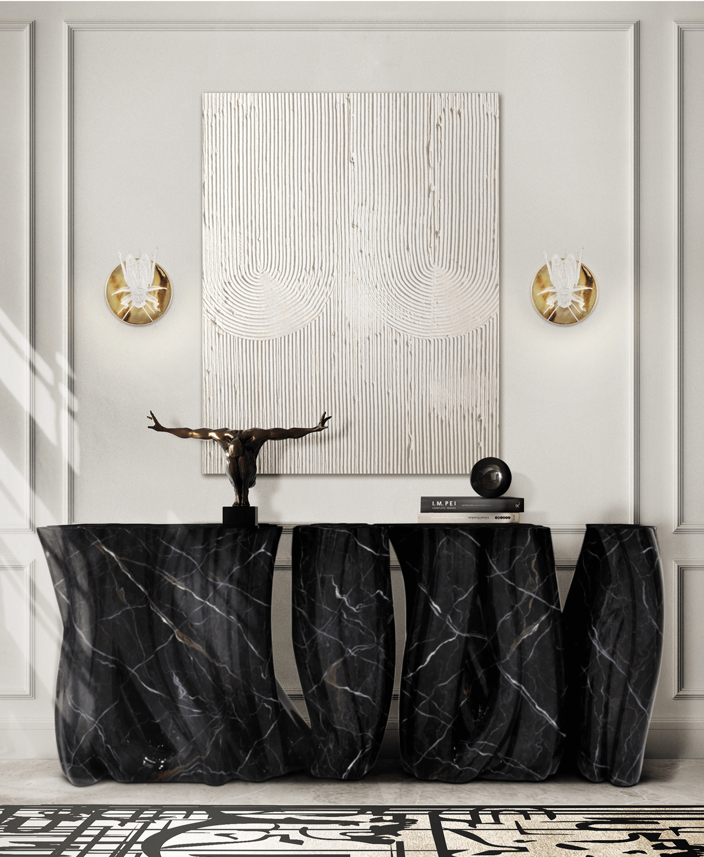 Monochrome Faux Marble Console